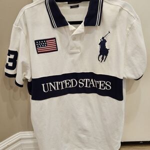 Ralph Lauren White and Navy Polo VERY RARE XXL